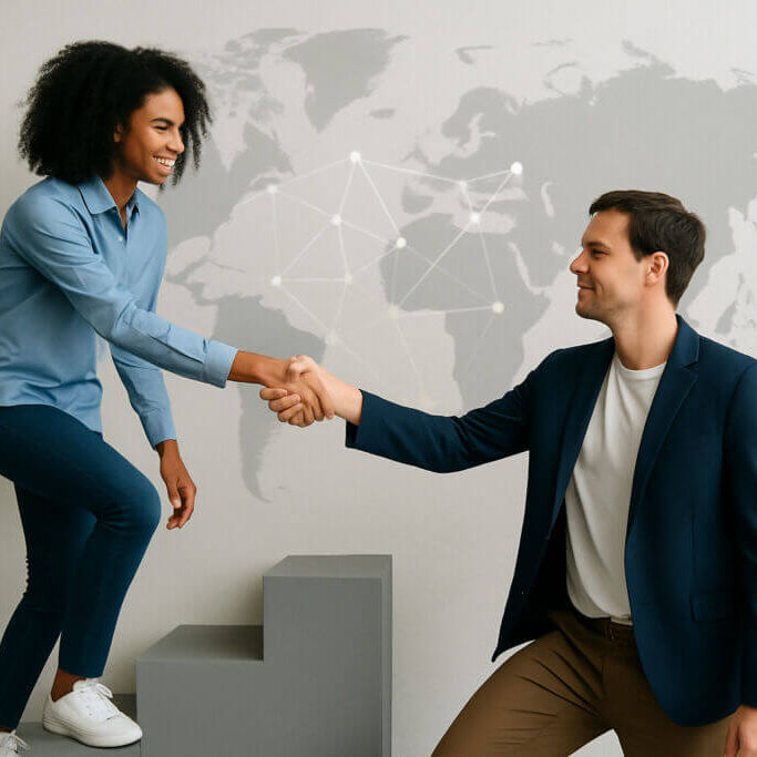 two people shaking hands in agreement