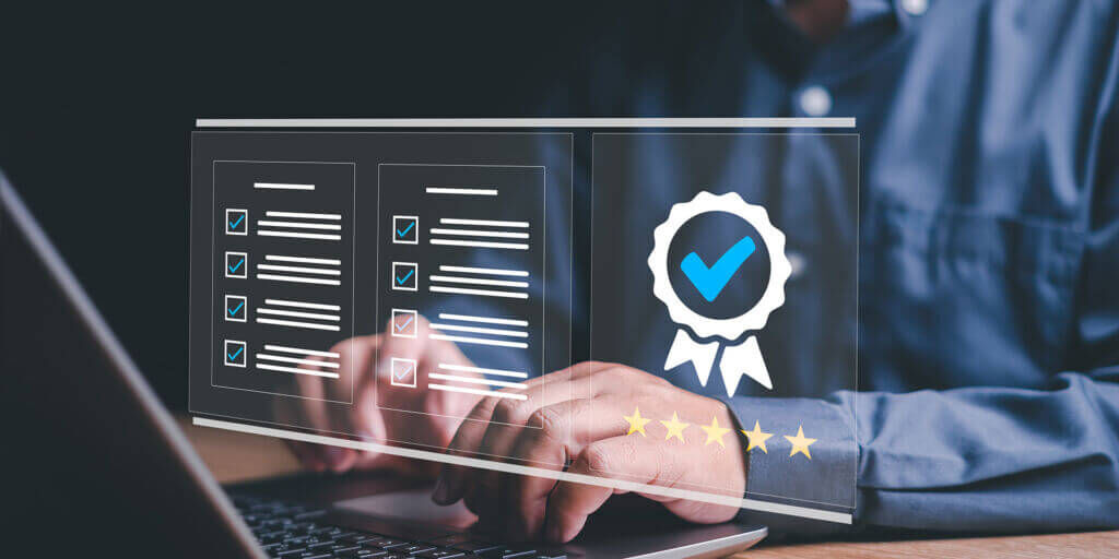 Customer Satisfaction Guarantee and digital checklist, Businessman